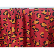 Tissu Toile Effet Lin 100 % Viscose LEO Vermillon / Jaune