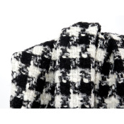 Coupon Tweed Bouclette Pied de Coq Noir & Blanc 80 cm x 180 cm