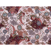 Tissu Voile de Viscose Fleurs Retro Rose / Bordeaux