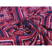 Tissu Voile de Viscose Bandana Marine / Rouge