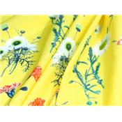 Tissu Crepe Jaune Imprimé Fleurs