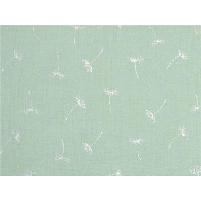 Tissu Double Gaze Vert d'Eau Dandelion Argent