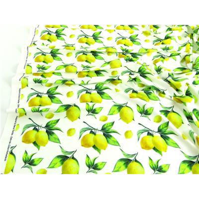 Tissu Jersey FUJI Citrons Blanc