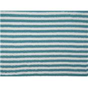 Tissu Jersey Rayures Turquoise / Blanc / Lurex Argent