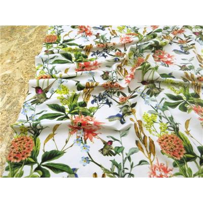 Tissu Jersey VENISE Fleurs et Oiseaux