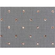 Tissu Prince de Galles Fleurs Sequins Brodés Cuivré