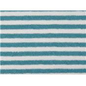 Tissu Jersey Rayures Turquoise / Blanc / Lurex Argent