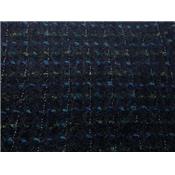 Tissu Tweed Bleu Marine Fils Multicolores, Lurex Argent