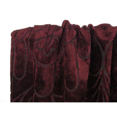 Tissu Velours Jacquard Floral Bordeaux