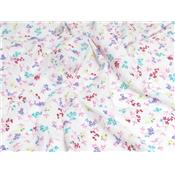Coupon Voile de Coton Rayures Jacquard Imprimé Fleurs 60 cm x 135 cm