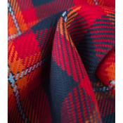 Tissu Sergé 100 % Coton Bio TARTAN Marine / Orange