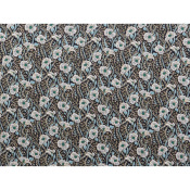 Tissu Sergé 100 % Viscose Fleurs Bleu