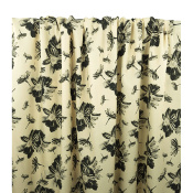 Tissu Sergé Léger 100 % Tencel Fleurs Beige / Noir