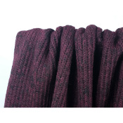 Coupon Maille Effet Tricot Mélange Laine Chiné Prune / Noir 80 cm x 130 cm