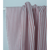 Tissu Oxford 100 % Coton Rayé Bordeaux & Blanc