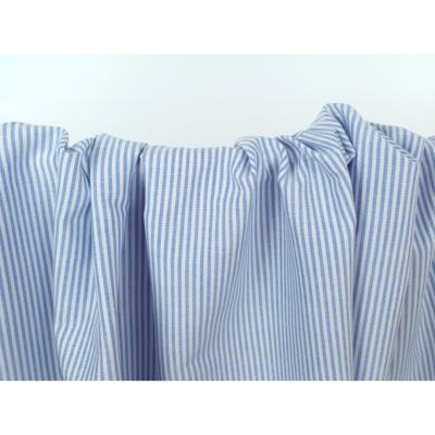Tissu Oxford 100 % Coton Rayé Ecru / Bleu Ciel