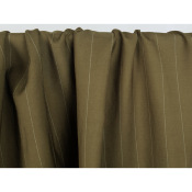Tissu Tailleur Laine / Viscose LIV Kaki Rayures TENNIS Ecru