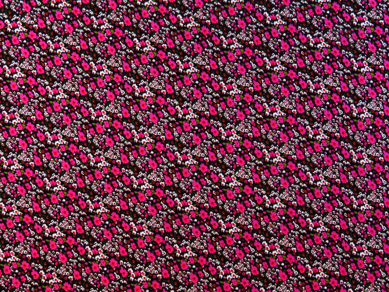 Tissu Voile de Viscose Fleurettes Rose