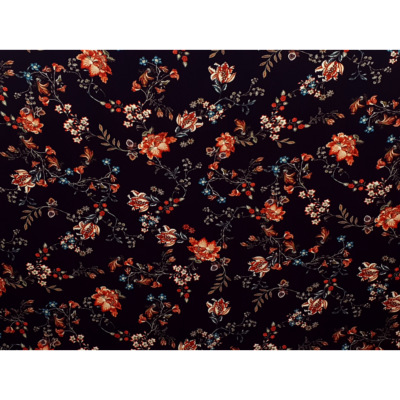 Tissu Voile de Viscose Fleurs Bohème 