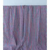 Tissu Popeline Mélange Coton Carreaux Multicolores Bleu & Rouge