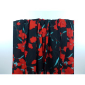 Tissu Voile de Coton Blured Flowers Noir / Rouge