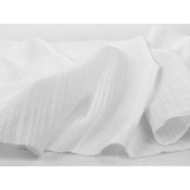 Tissu Voile de Coton Brodé Blanc