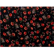 Tissu Crepe Noir Fleurs