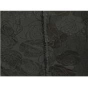 Tissu Jacquard Motif Rose Noir / Lurex Noir