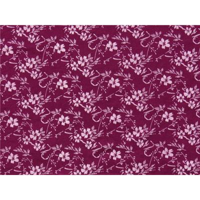 Tissu Jersey Coton / Viscose Imprimé Fleurs Framboise / Rose