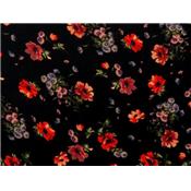 Tissu Crepe Noir Fleurs