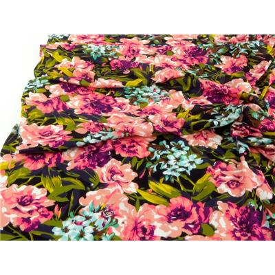 Tissu Jersey Léger Fleurs Noir