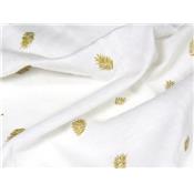 Tissu Jersey Léger Coton / Modal Feuilles Foil Doré