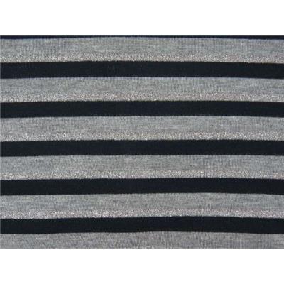 Tissu Jersey Rayures Gris / Noir / Lurex Argent