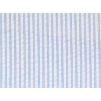 Tissu Seersucker Rayé Blanc / Bleu Ciel