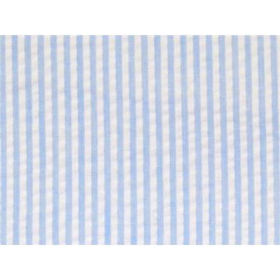 Tissu Seersucker Rayé Blanc / Bleu Ciel