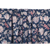 Tissu Voile Coton / Viscose Fleurs Ethniques Marine