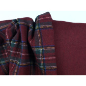 Tissu Lainage Double Face Tartan / Uni Bordeaux 