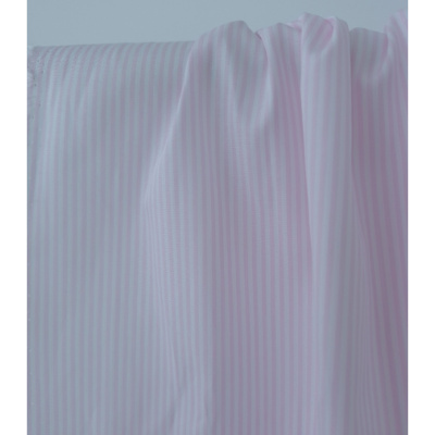Tissu Popeline 100 % Coton Rayé Blanc & Rose