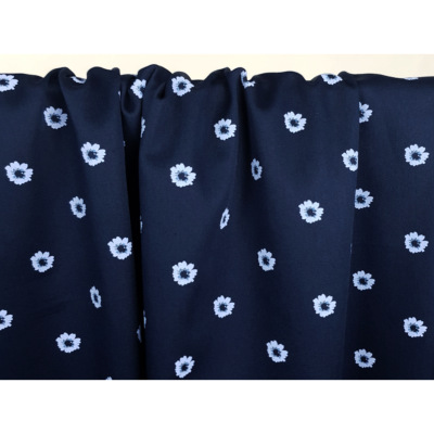 Tissu Popeline Coton Marguerites Bleu