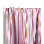 Tissu Satin de Coton Rayé Ciel / Rose