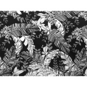 Coupon Voile Coton / Viscose Jungle Noir / Ecru 110 cm x 140 cm