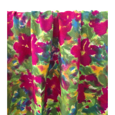 Tissu Voile de Viscose Fuchsia Watercolor Flower