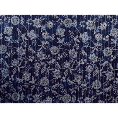 Coupon Voile de Viscose Lurex Argent / Or Fleurs Ethniques 120 cm x 150 cm