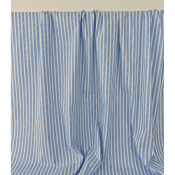 Tissu Popeline Mélange Coton Blanc Rayé Bleu & Noir