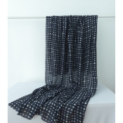 Tissu Taffetas Léger Viscose & Soie Graphic Checks Marine / Ecru