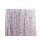 Tissu Voile Viscose / Soie Lurex Doré Fleurs Ethniques Bleu