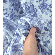 Tissu Voile de Coton Paisley Flowers Bleu