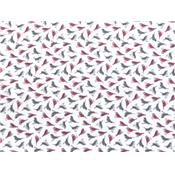 Tissu Popeline Coton / Elasthanne Imprimé Moineaux Gris / Rouge