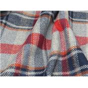 Tissu Lainage TARTAN Gris / Rouge