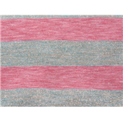 Tissu Jersey Rayure Framboise Flammé / Bleu Gris / Lurex Doré